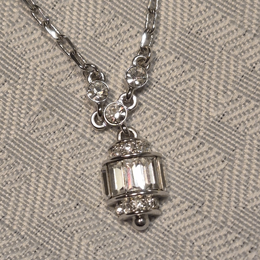 Silver Givenchy Chain Necklace With Crystal Pendant. - Picture 2 of 6